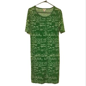 Lularoe Julia Dress Green & White - Size Large